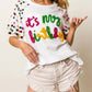 Trendsi - BiBi Metallic Letter Spangle Raglan Puff Sleeve Top