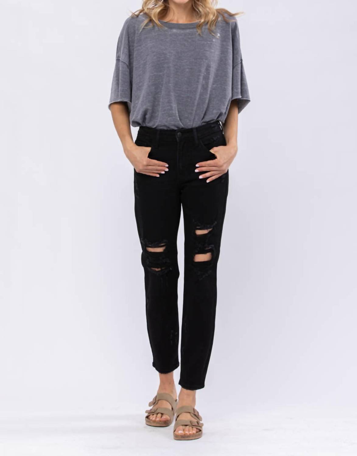 Judy Blue - High Waist Destroyed Boyfriend Denim Jeans