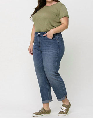 Vervet By Flying Monkey - Curvy Cuffed Boyfriend Jeans