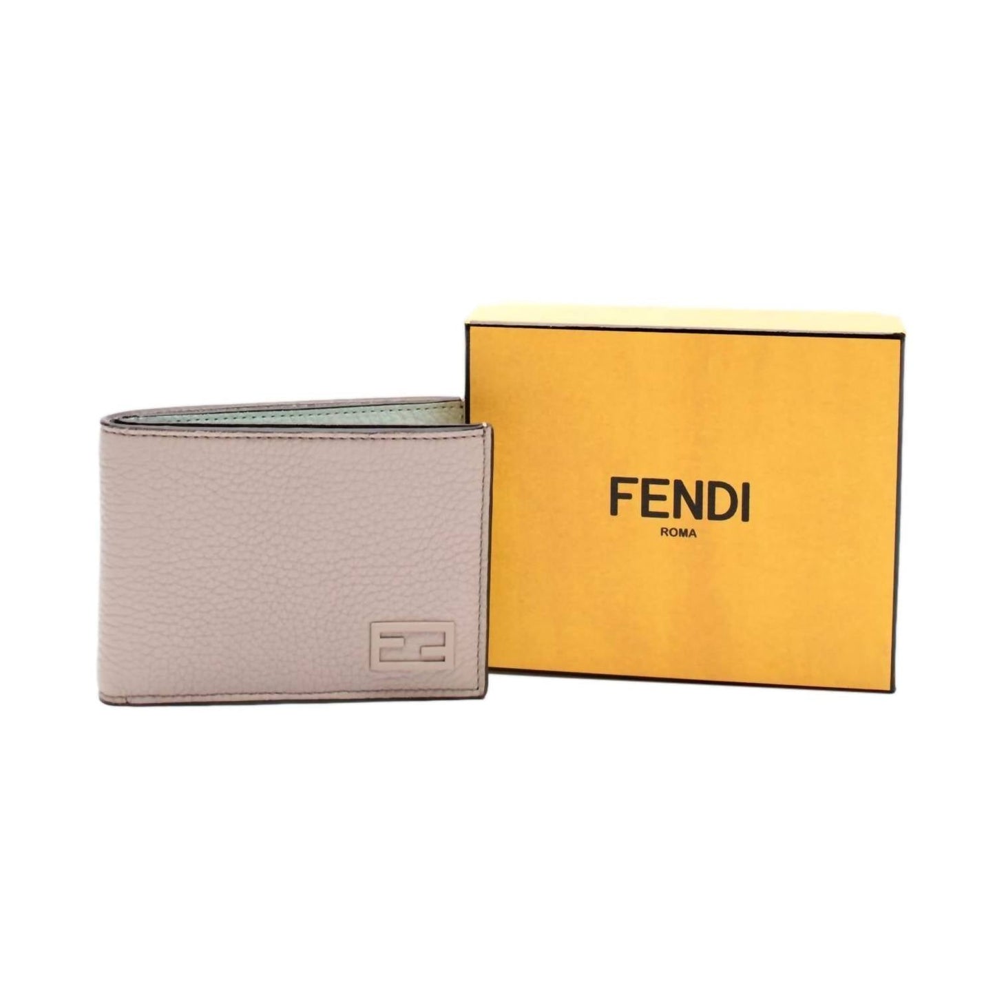 Fendi - Men's Ff Logo Plaque Pebbled Calf Leather Bifold Wallet