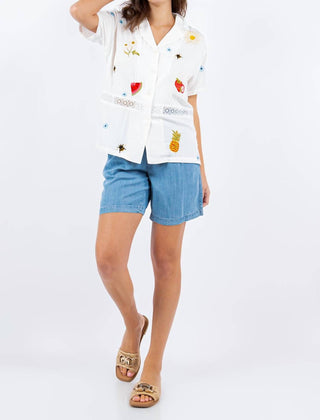 Paparazzi - Viscose Woven Embroidered Camp Shirt