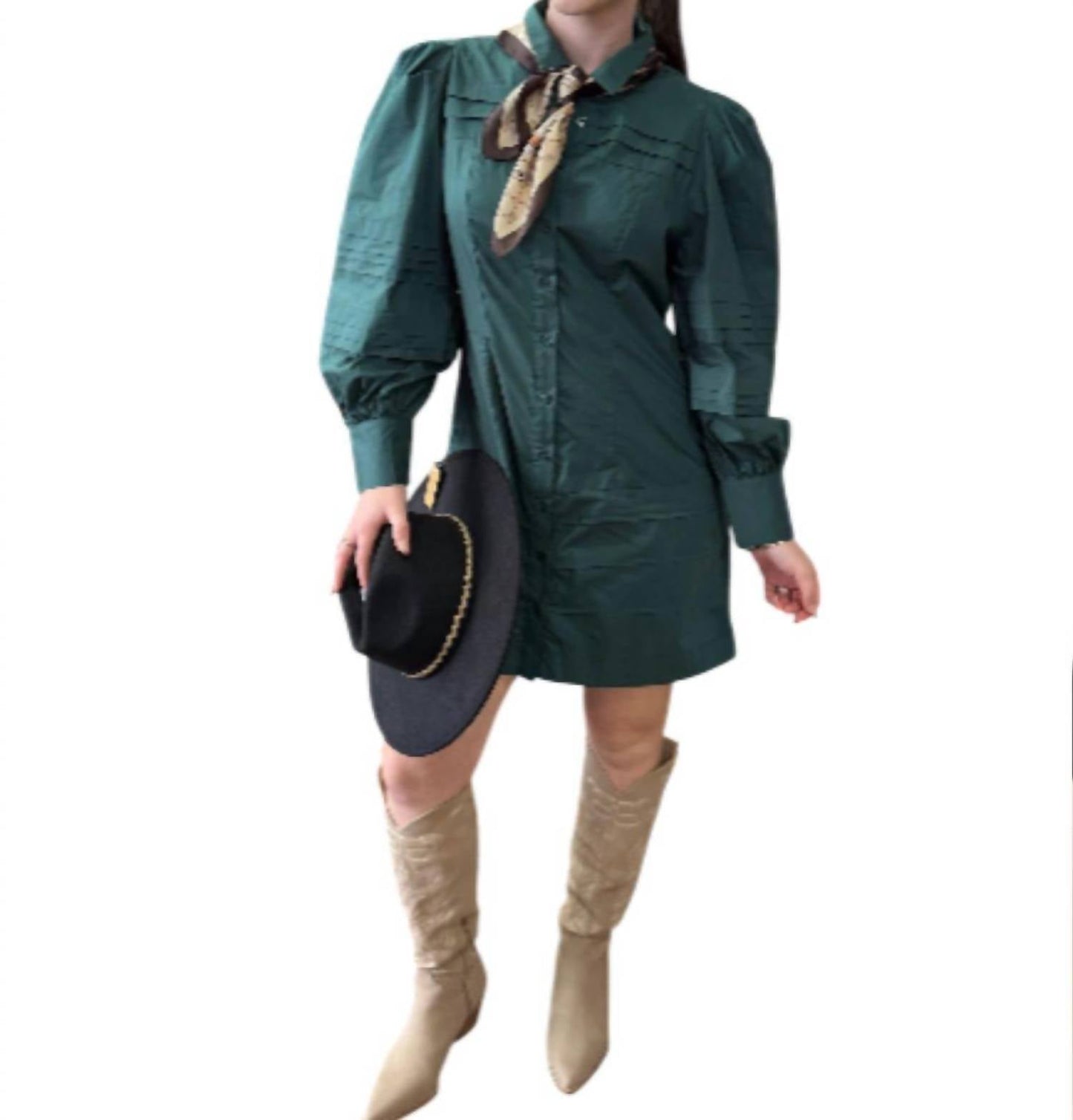 &Merci - Pin Tuck Detail Button Down Mini Dress
