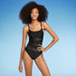 Women'sMesh Front One Piece Swimsuit - Shade & Shore™ Black M: Chic Stretchy Tricot, Removable Cups