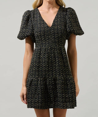 Sugarlips - Puff Sleeve Tweed Mini Dress