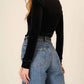 Project Social T - Dream Come True Square Neck Velvet Long Sleeve Top