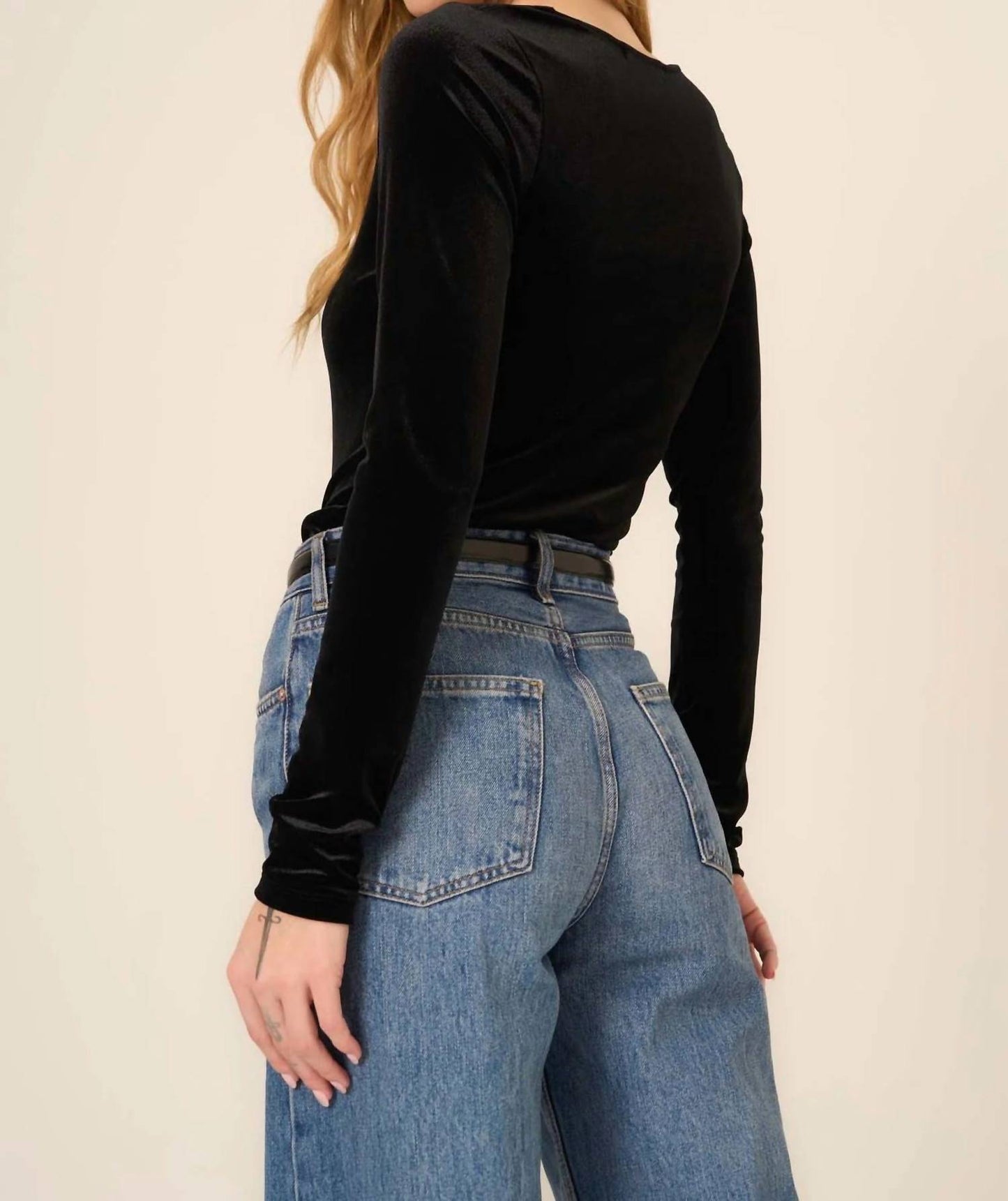 Project Social T - Dream Come True Square Neck Velvet Long Sleeve Top
