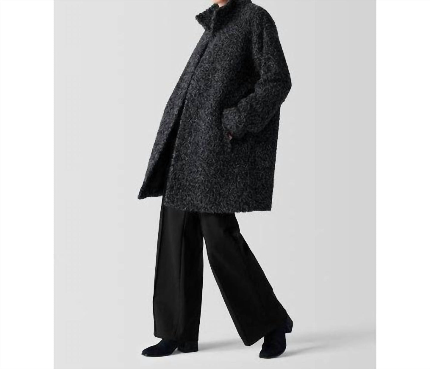 Eileen Fisher - Curly Alpaca Stand Collar Coat