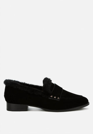 Rag Company - Women's Allie Fur Trim Suede Loafers