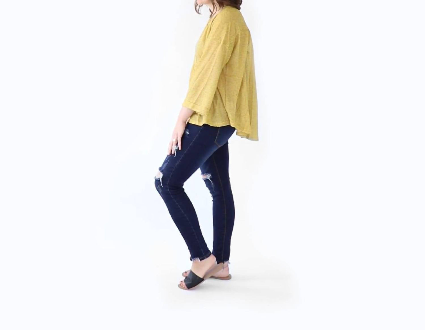 Very J - Long Sleeve Button Front Top