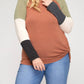 She + Sky - Color Block Front Twist Plus Top