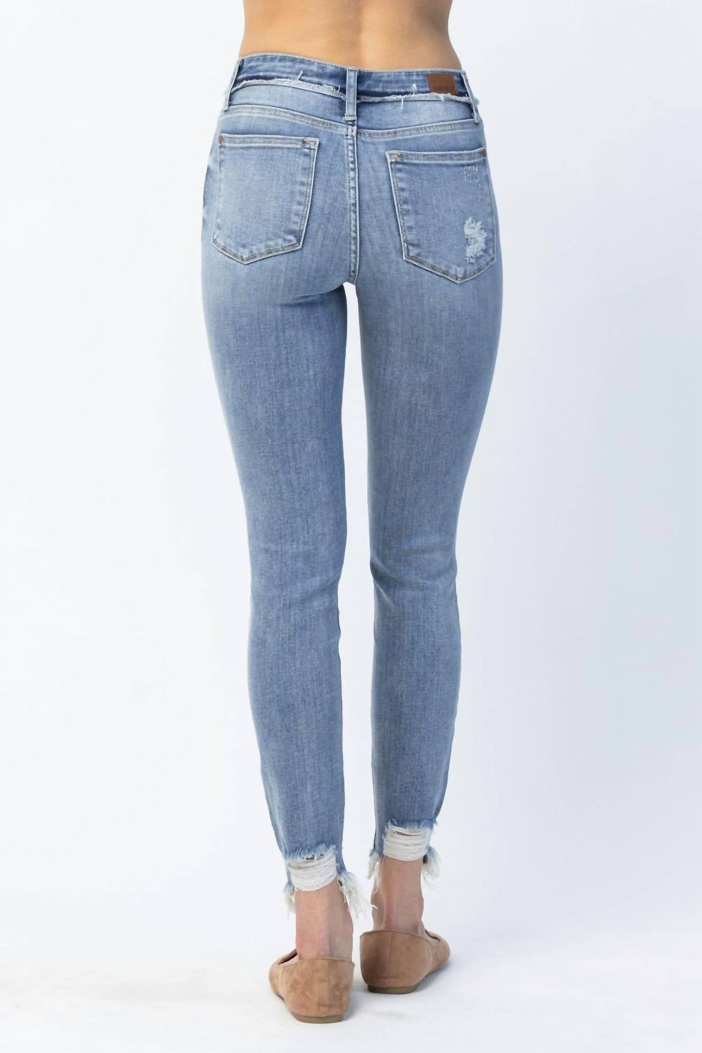 Judy Blue - Mid Rise Release Waistband Detail Skinny Jeans