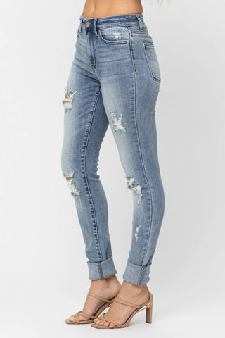 Judy Blue - High Waist Heavy Destroy Tall Skinny Denim Jeans