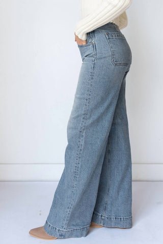 Pistola - Lana Double Button High Rise Ultra Wide Leg Jeans