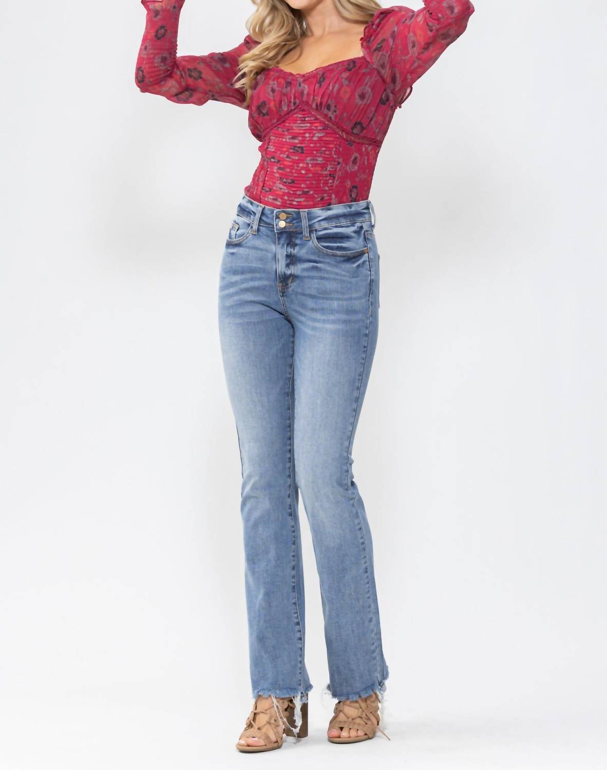Judy Blue - High Waist Double Button Bootcut Jeans
