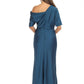 Joseph Ribkoff - Draped Cold Shoulder Satin Long Dress
