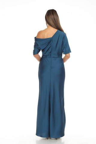 Joseph Ribkoff - Draped Cold Shoulder Satin Long Dress