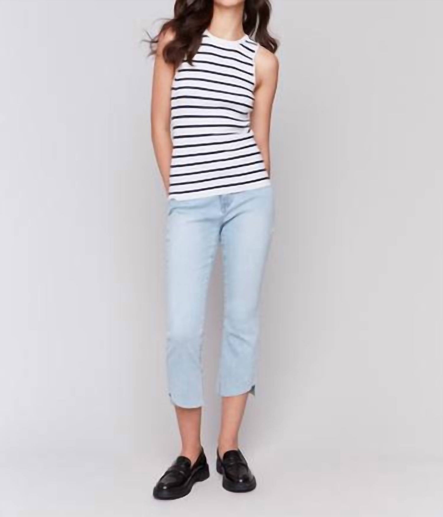 Charlie B - Striped Rib Knit Tank Top