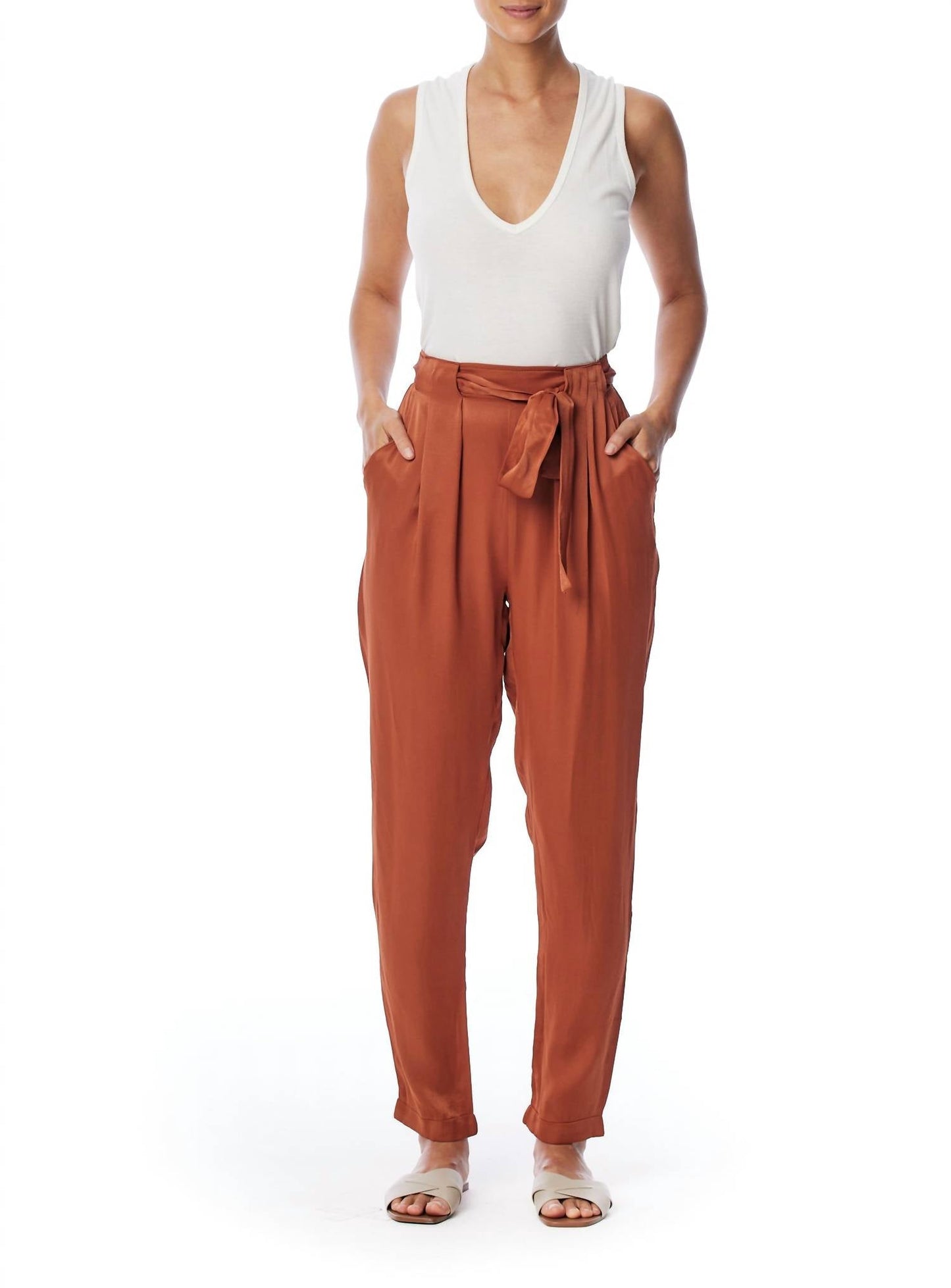 Lblc The Label - Cathy Satin Belted Pants