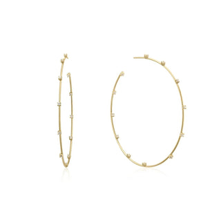 Eklexic - Women's Cz Studded Thin Oversized Hoops
