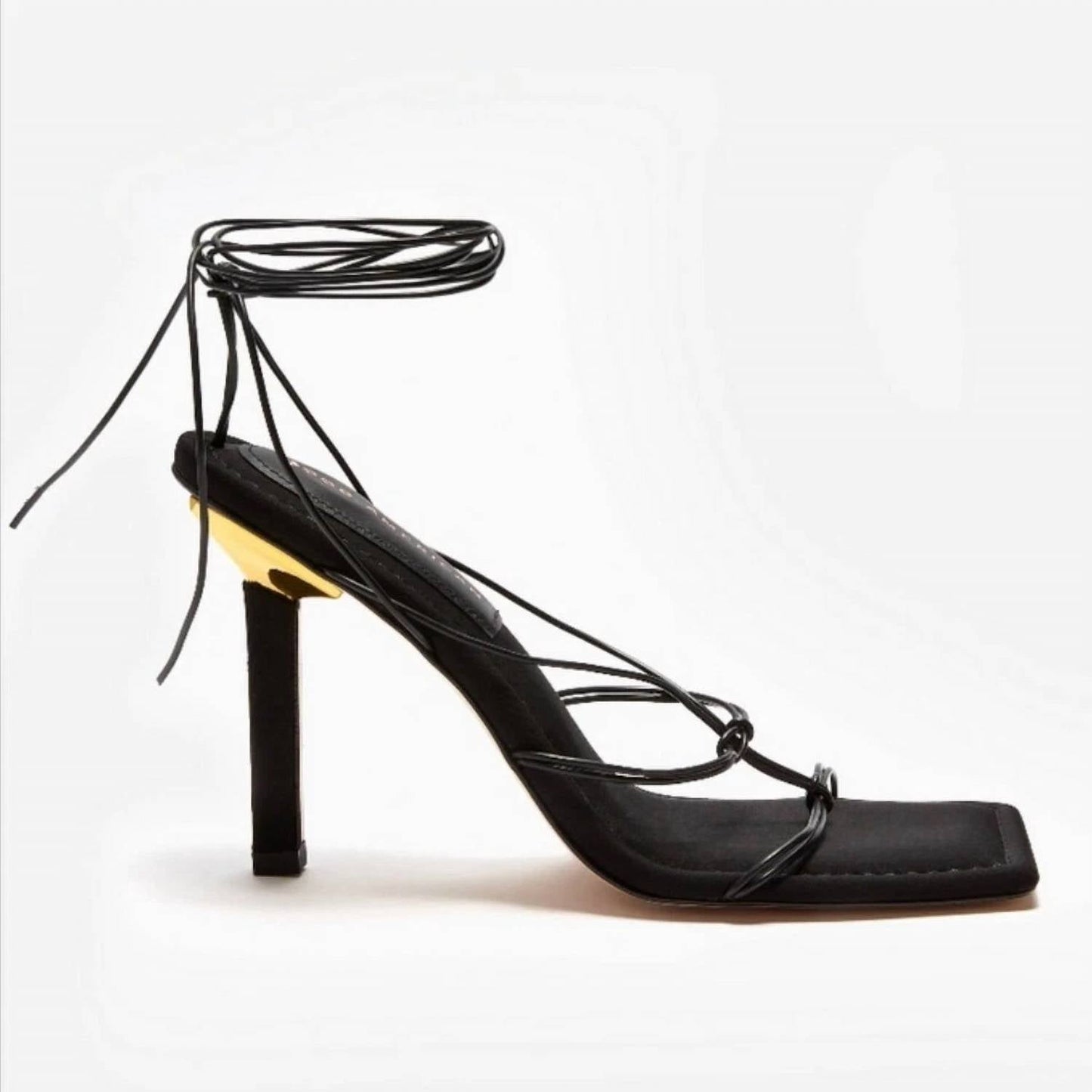 Good American - Women's Caged Square Toe Strappy Neoprene Heels