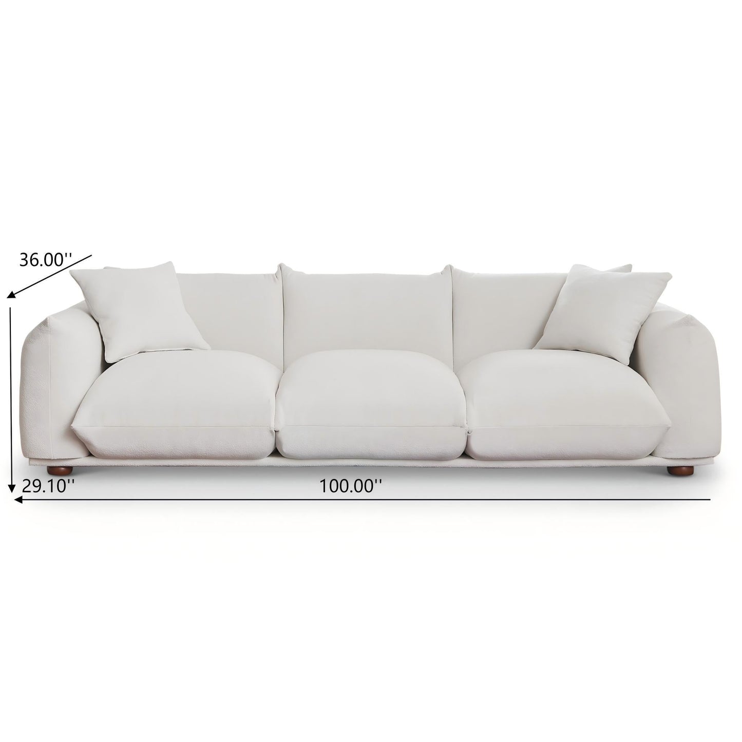 Kely Modern 100'' Cream Boucle Upholstered Sofa