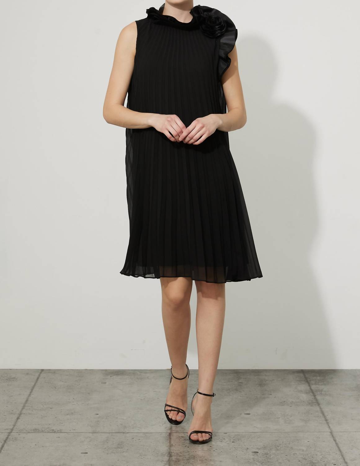 Joseph Ribkoff - Rosette Sleeveless Multi Pleat Dress