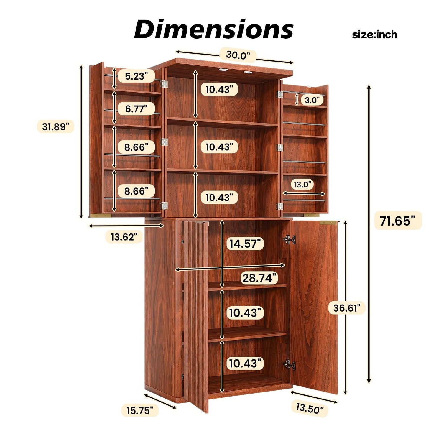 Kitchen Pantry Cabinet With 6 Doors