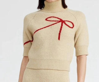 En Saison - Short Sleeve Bow Sweater