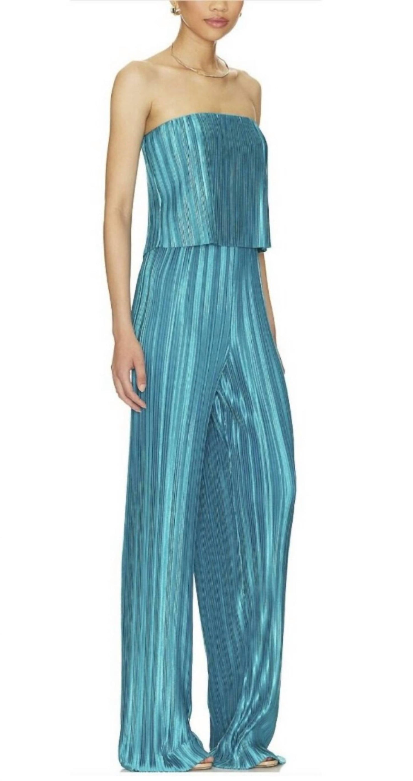 Amanda Uprichard - Collina Pleated Strapless Jumpsuit