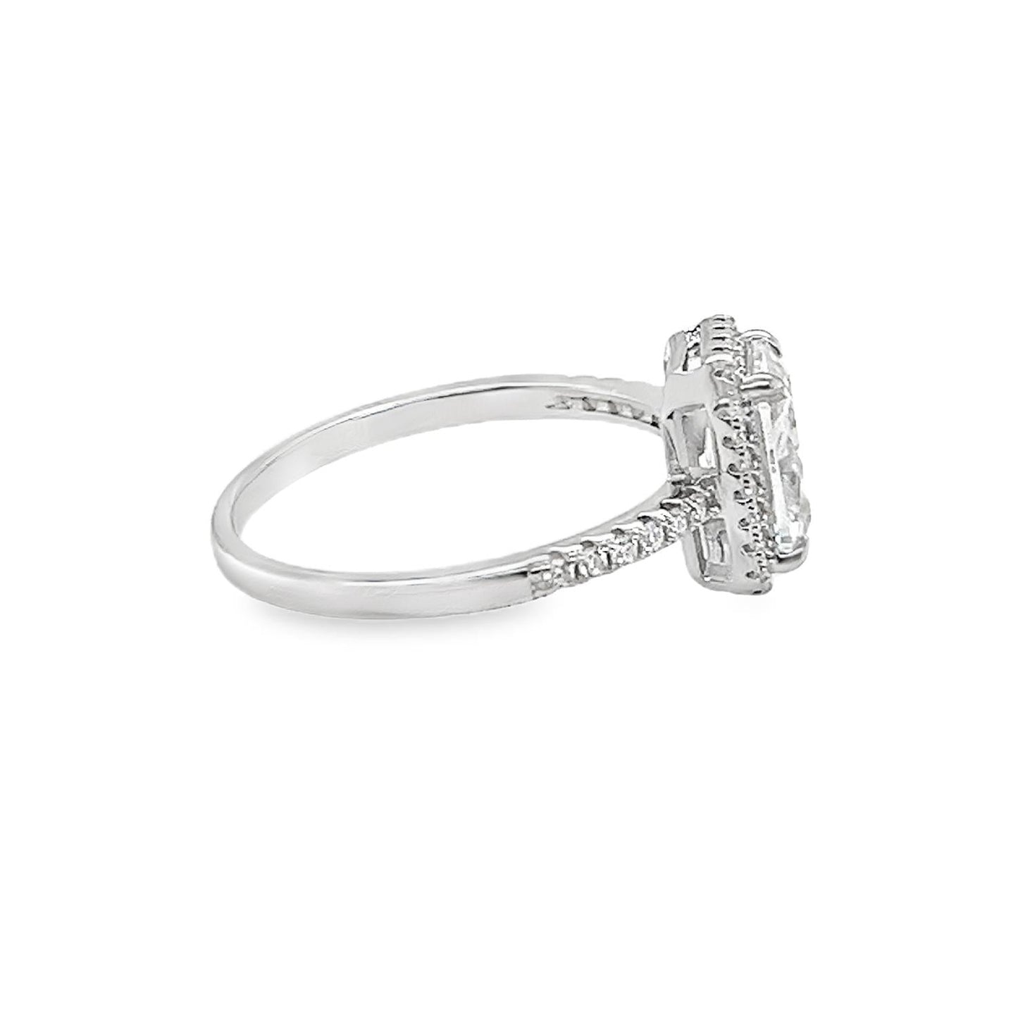 Allyanna Gifts - Women's Emerald Cut Moissanite With Halo Ring