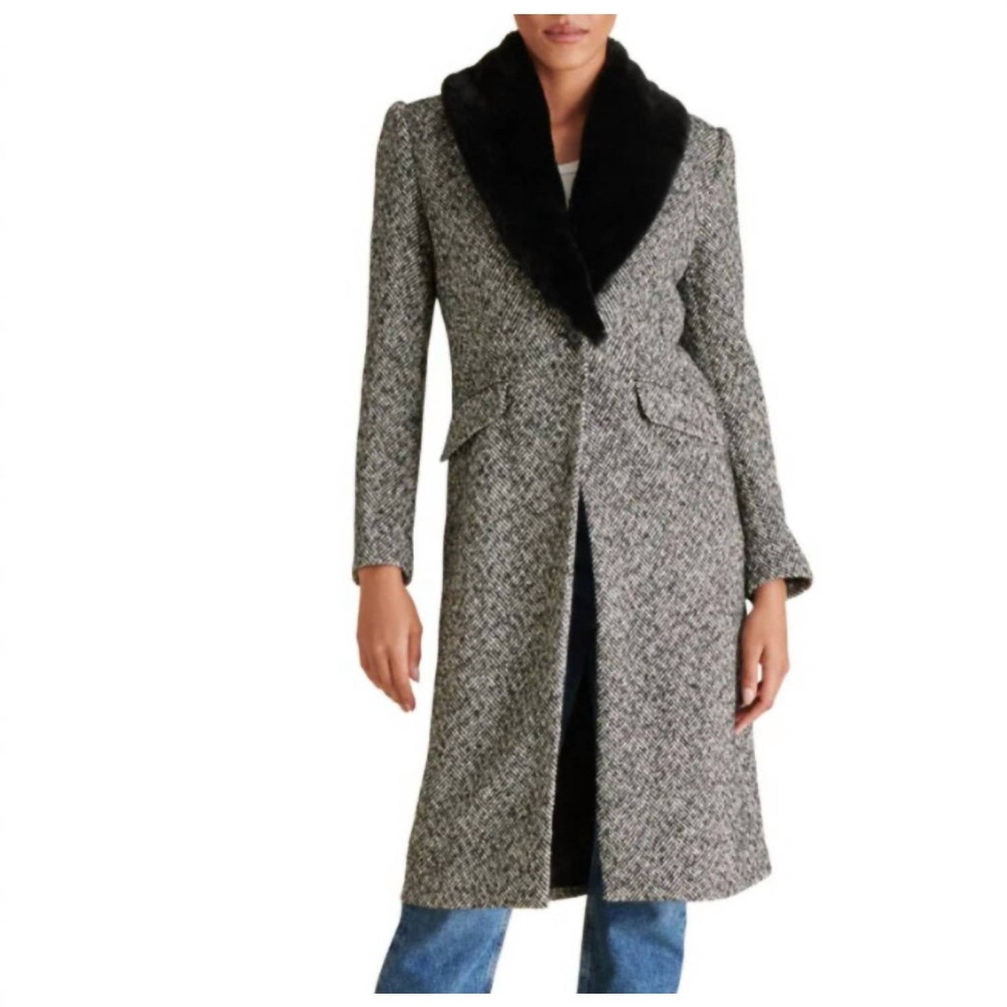 Steve Madden - Dienne Long Sleeve Tweed Coat