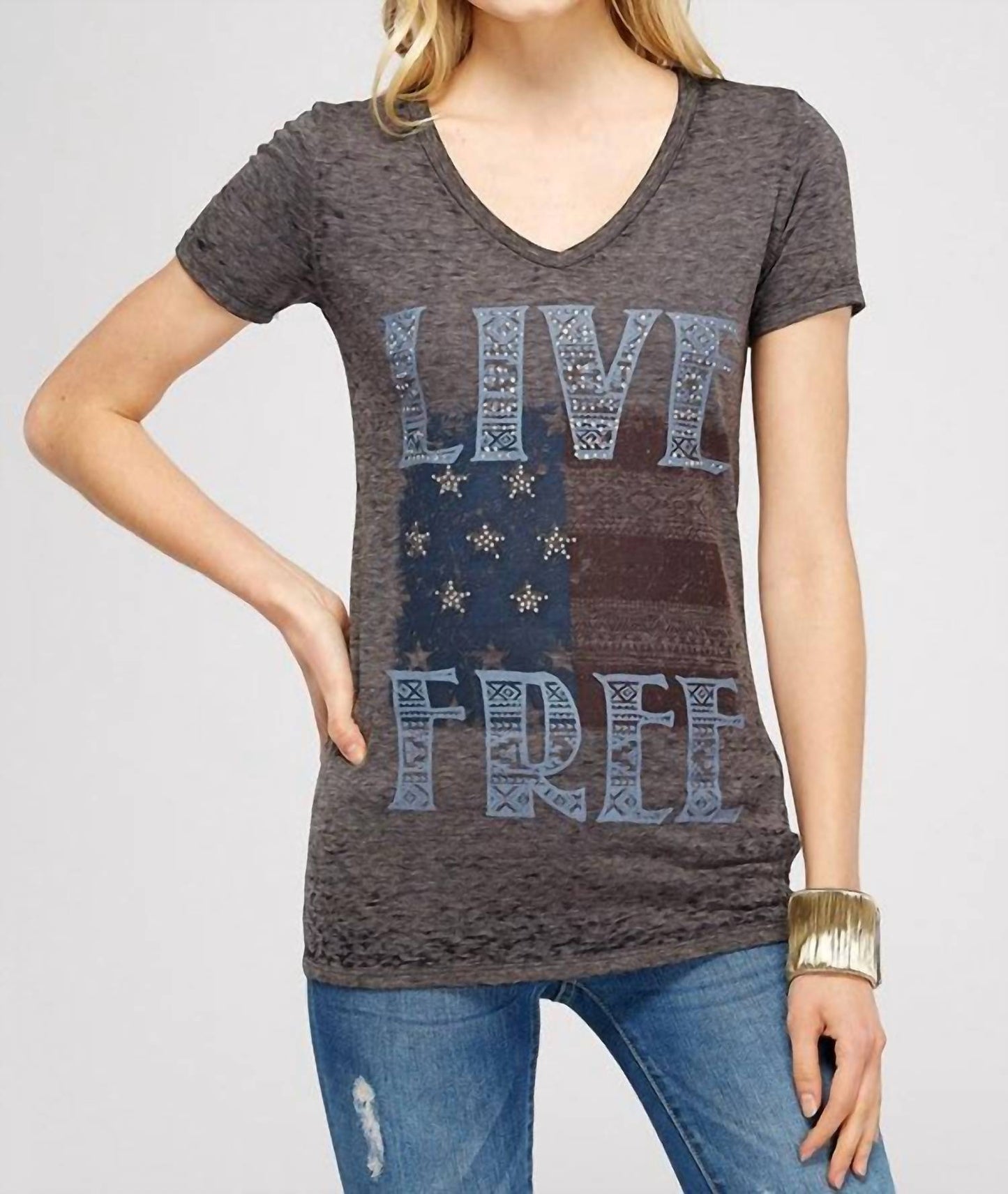 Urban X - Burnout Washed Dark Charcoal V-neck Tee