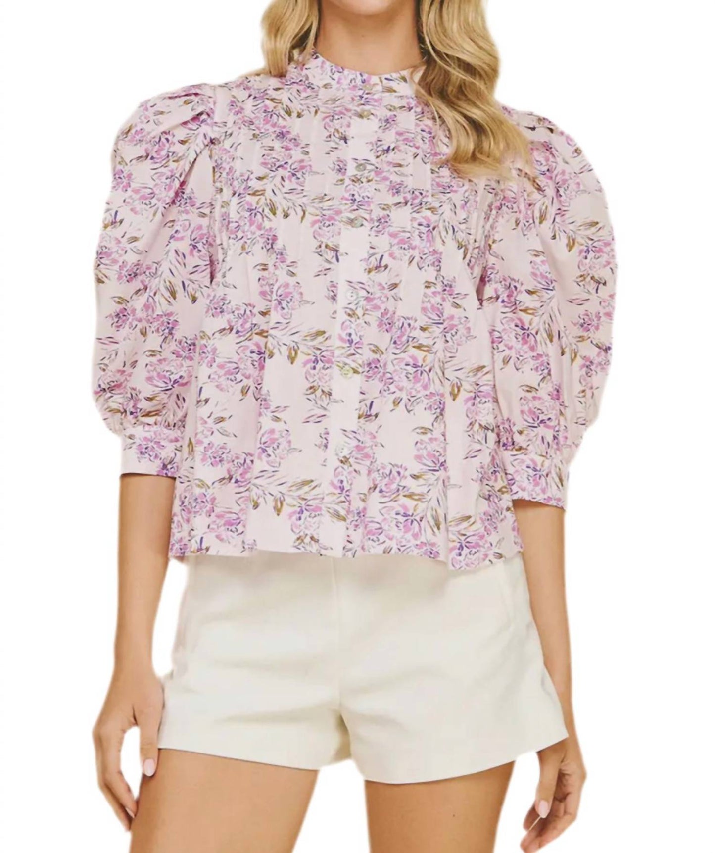 Pinch - Floral Rose Pleated Blouse