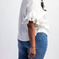 The Curve La - Plus Size Pleated Ruffle Sleeve Shirt Top