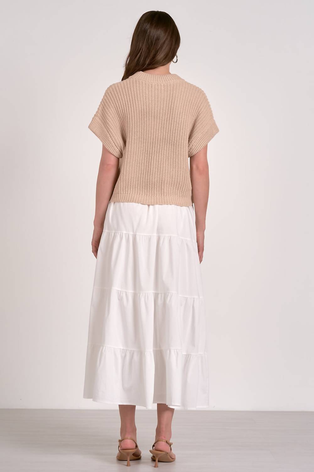 Elan - Sweater Combo Tiered A-line Dress