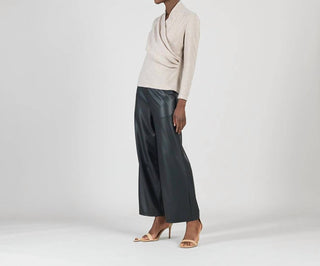 Clara Sunwoo - Ultra Soft Faux Cashmere Draped V-neck Ruched Sweater