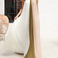 Eb Luxe - Halter Color Block Pleated Maxi Dress