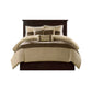 7 PC Pieced Faux Suede Comforter Set Natural Cal King