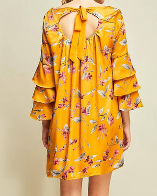 Entro - Floral And Ruffle Sleeve Dress
