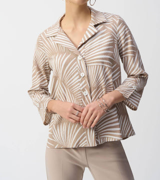 Joseph Ribkoff - Seersucker Tropical Print Trapeze Jacket