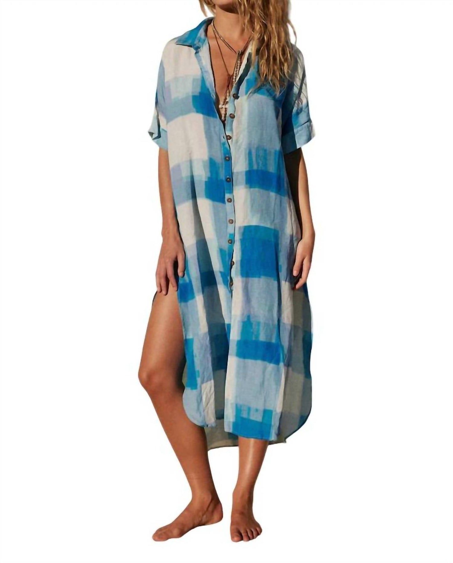 Jen'S Pirate Booty - Ocean Front Buttondown Midi Dress