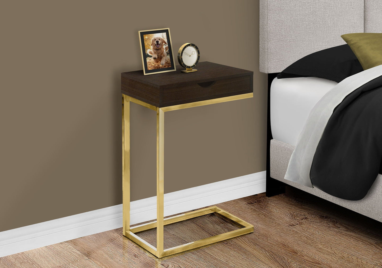 Accent Table, C-Shaped Contemporary & Modern Elegant Design