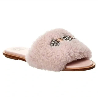 Tory Burch - Women's Embellished Genuine Shearling Aspen Slide Sandal