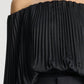 A.L.C. - Sienna Satin Pleated Off Shoulder Top