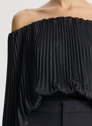 A.L.C. - Sienna Satin Pleated Off Shoulder Top
