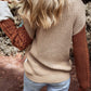 1 The Woman - Textured Knit Colorblock Patchwork Sweater
