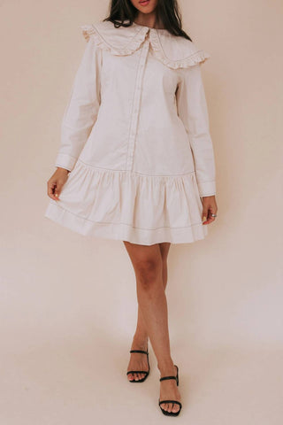 Aureum - Ava Ruffled Collar Mini Shirt Dress
