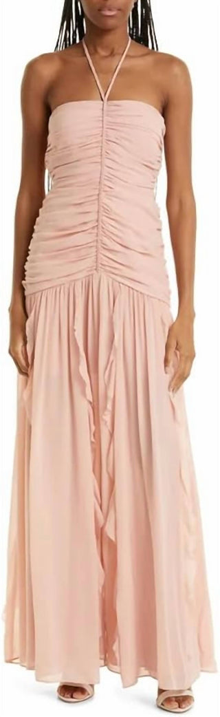 Veronica Beard - Lucine Ruched Silk-crepon Halterneck Maxi Dress