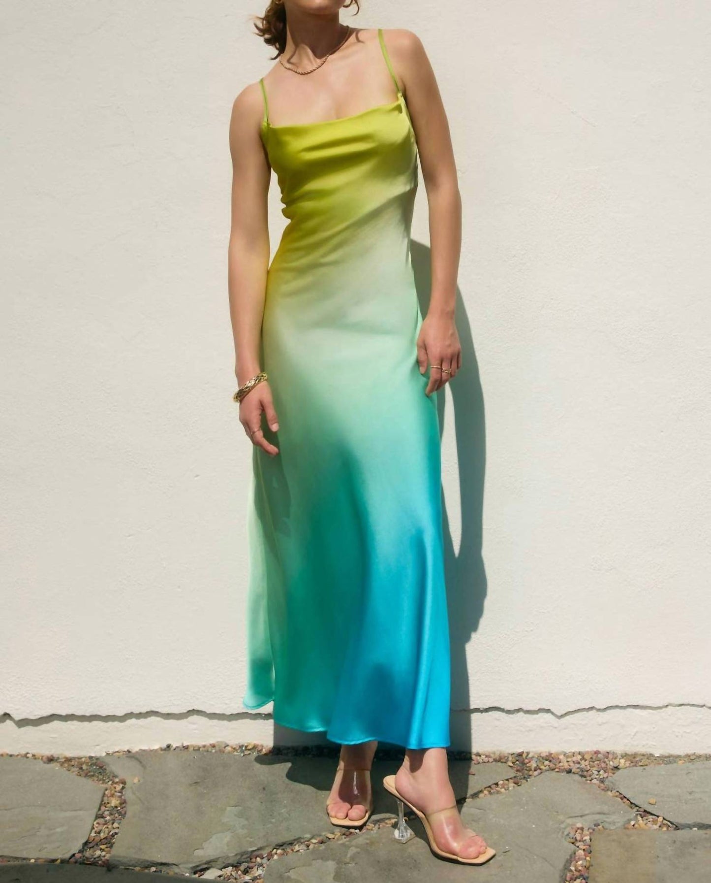 Dress Forum - Satin Ombre Criss Cross Back Dress