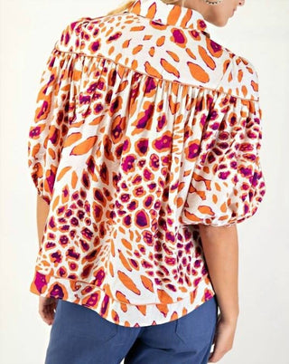 Gigio - Leopard Print Button Down Blouse